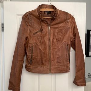 William Rast Brown Faux Leather Moto Jacket